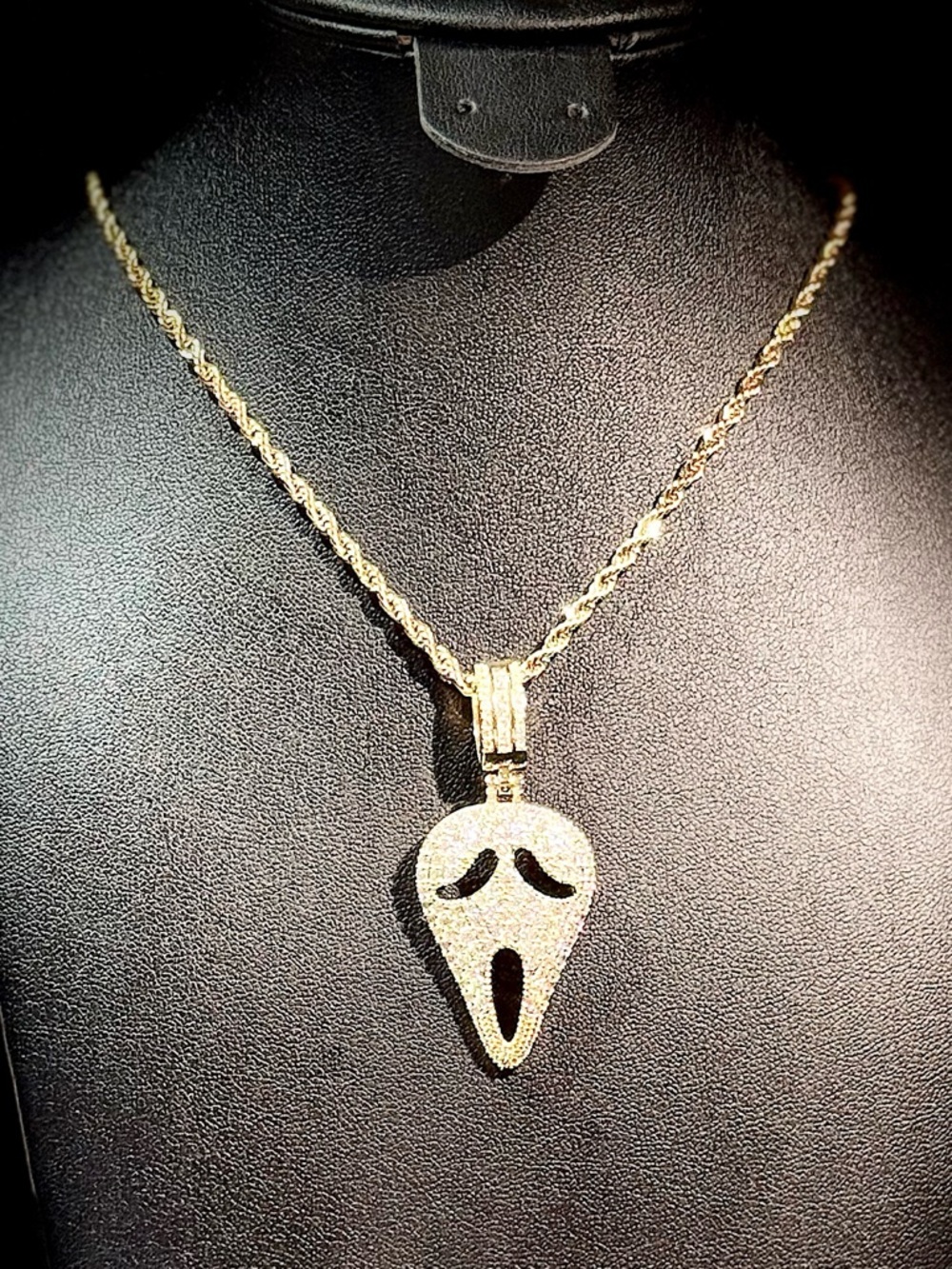 Gold Tone Pave Ghost Pendant Necklace - Women Jewelry